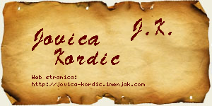 Jovica Kordić vizit kartica